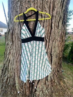 Alyn Paige Mint White and Black Halter Mini Dress